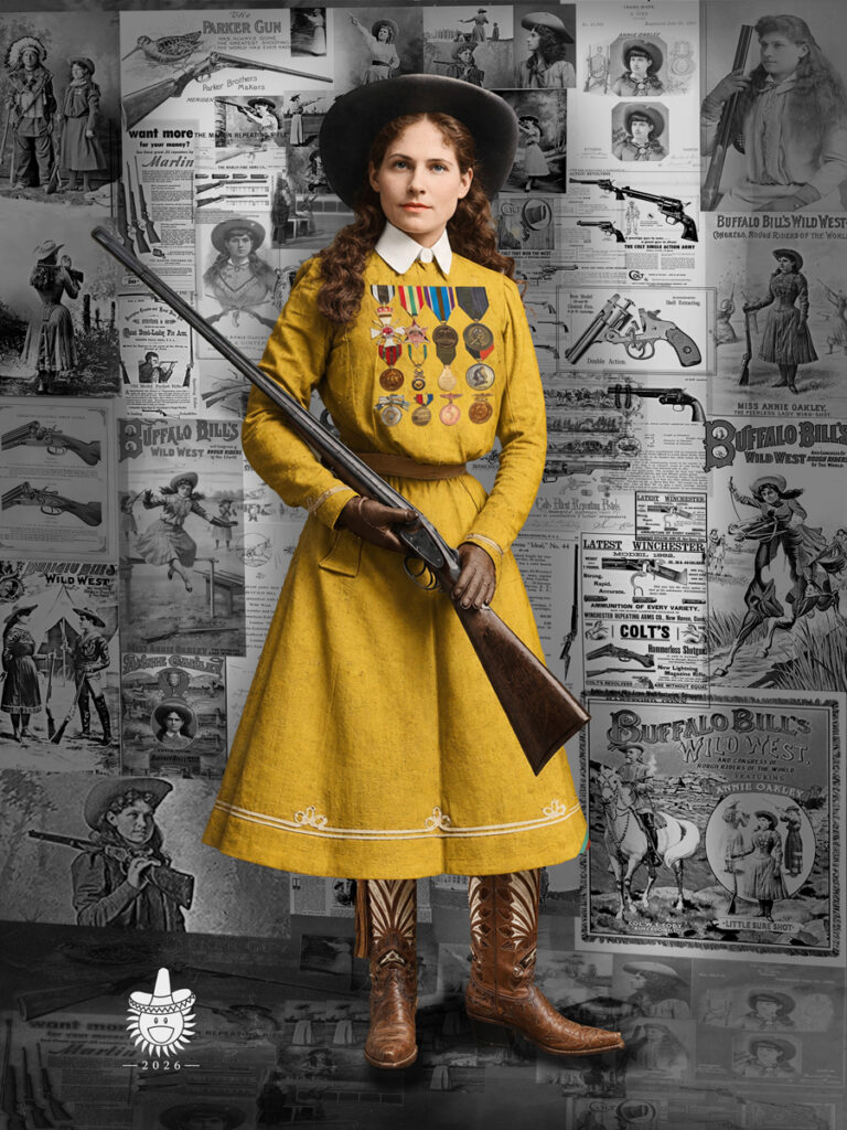 Annie Oakley (Queen of the Trigger) — lenticular portrait of Annie Oakley by Lee Beach