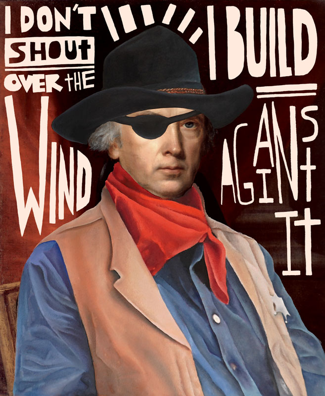 James Madison reimagined as an eye-patched cowboy sheriff by Lee Beach