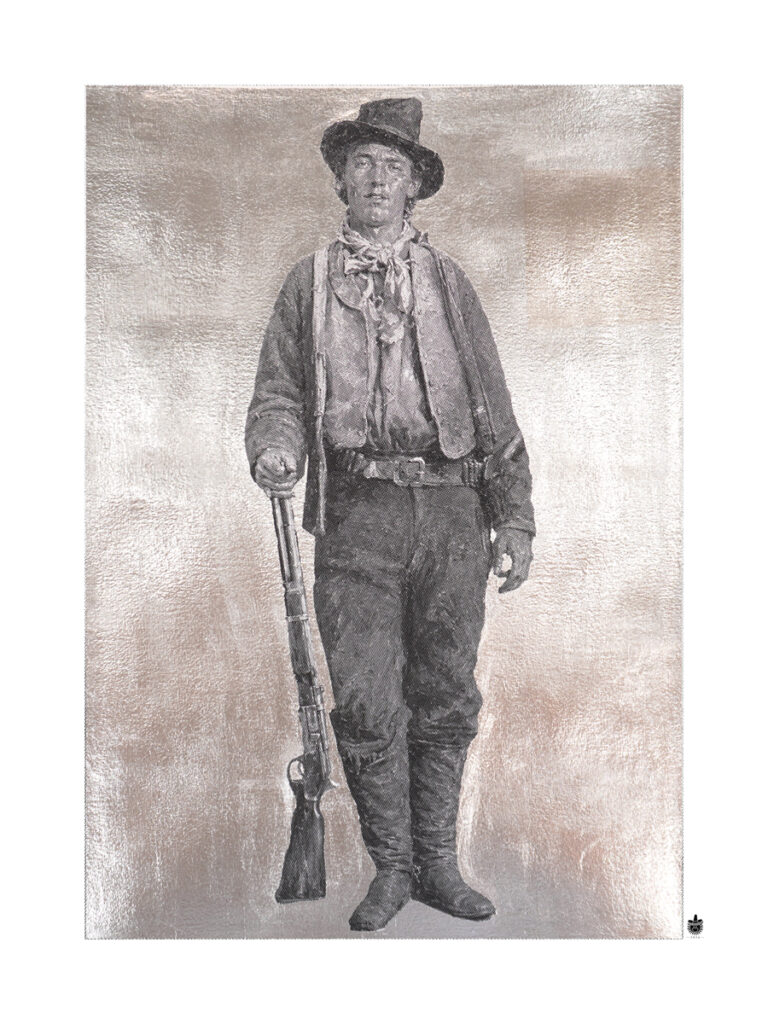 The Two Million Dollar Cowboy — silver-leaf portrait of Billy the Kid by Lee Beach